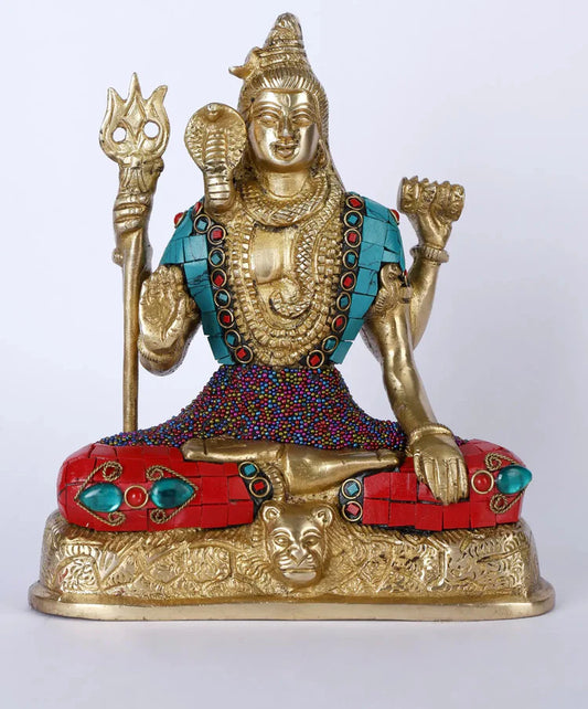 Brassaura® Brass Sitting Shiva Statue | Height 8 Inches