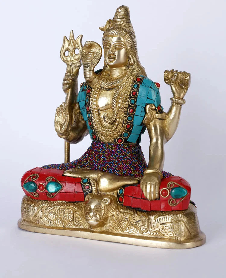 Brassaura® Brass Sitting Shiva Statue | Height 8 Inches
