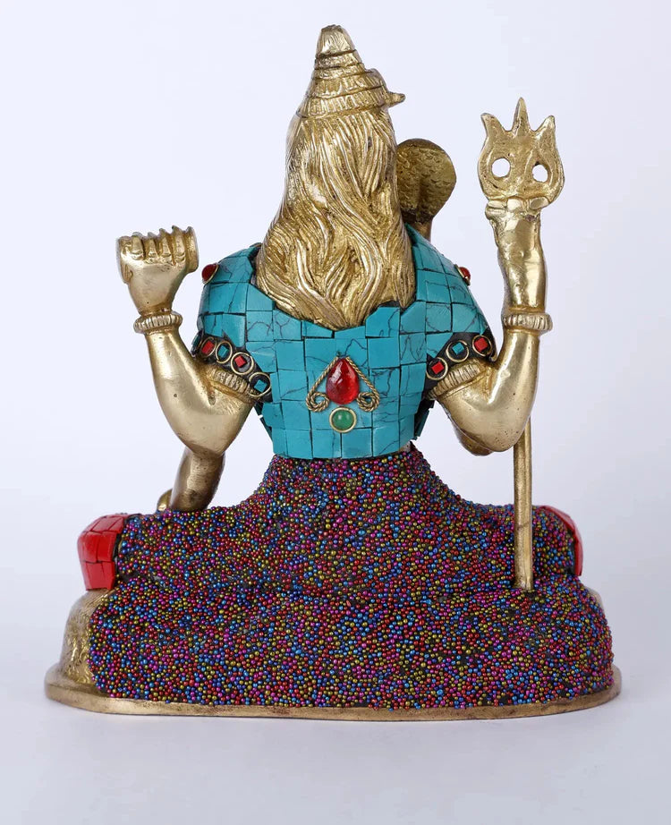Brassaura® Brass Sitting Shiva Statue | Height 8 Inches
