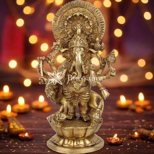 Brass Ganesha Statue For Home Decor And Gift Item Weight 3.8 Kg And Height 11.5 Inch