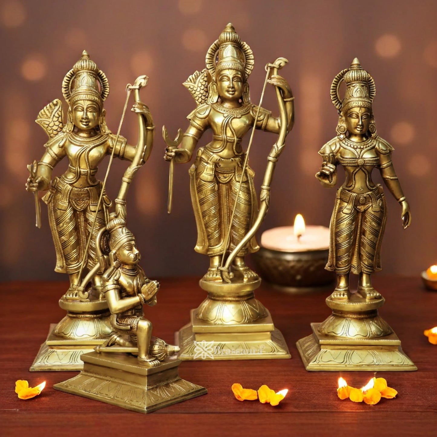 Brassaura™ Brass Ram Darbar Idol – Height 22 Inches & Weight 23.2 Kgs | Majestic Representation of Lord Ram’s Court