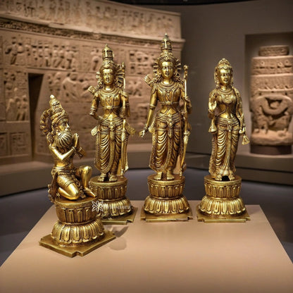 Brassaura™ Brass Ram Darbar Idol – Height 23 Inches & Weight 35 Kgs | Symbol of Righteousness & Harmony for Pooja Room