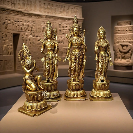 Brassaura™ Brass Ram Darbar Idol – Height 23 Inches & Weight 35 Kgs | Symbol of Righteousness & Harmony for Pooja Room
