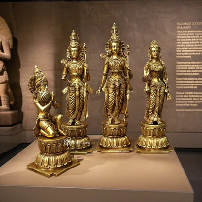 Brassaura™ Brass Ram Darbar Idol – Height 23 Inches & Weight 35 Kgs | Symbol of Righteousness & Harmony for Pooja Room