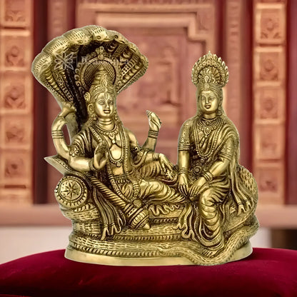 Brassaura™ Brass Vishnu Laxmi – Height 16.4 Inches & Weight 3 Kgs | Auspicious Idol Symbolizing Wealth & Harmony