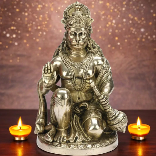 Brassaura™ Brass Hanuman Statue with Fine Craft – Height 9.2 Inches & Weight 3.3 Kgs