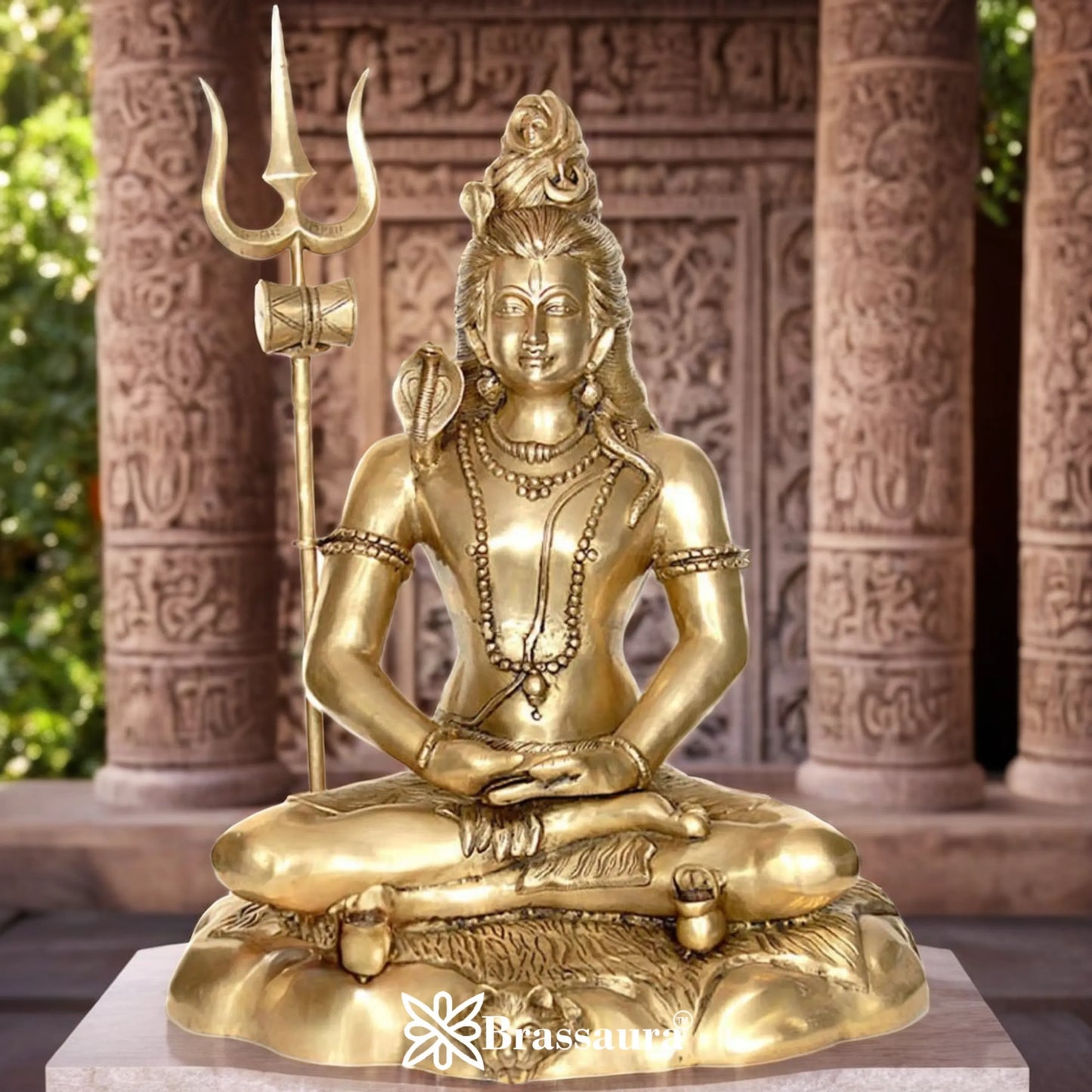 Brassaura™ Traditional Brass Shiva Murti – Height 28 Inches & Weight 37 Kgs | Classic Idol