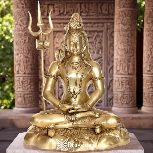 Brassaura™ Traditional Brass Shiva Murti – Height 28 Inches & Weight 37 Kgs | Classic Idol