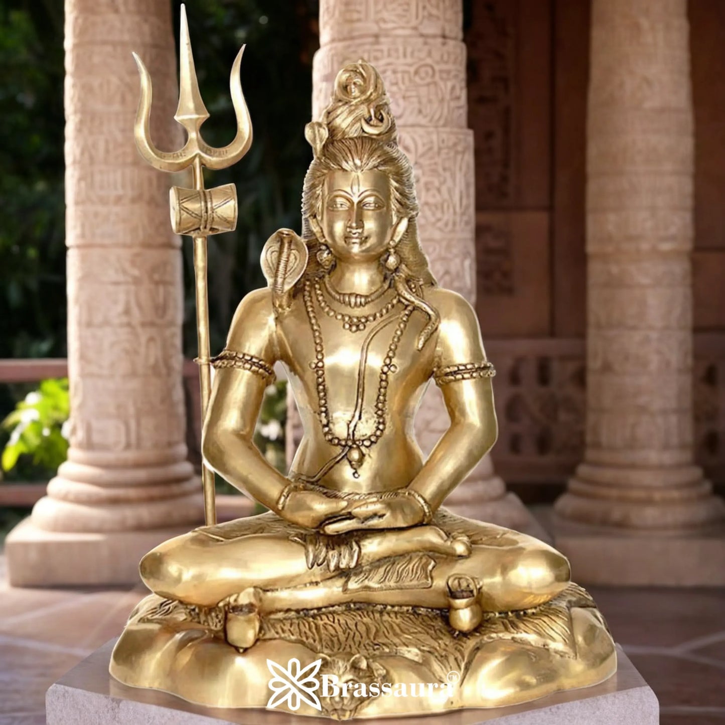 Brassaura™ Traditional Brass Shiva Murti – Height 28 Inches & Weight 37 Kgs | Classic Idol