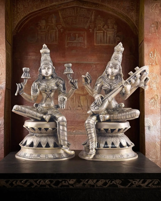 Brass Saraswati Idol for Home and Decor Height 12 Inches & Weight 9 Kgs
