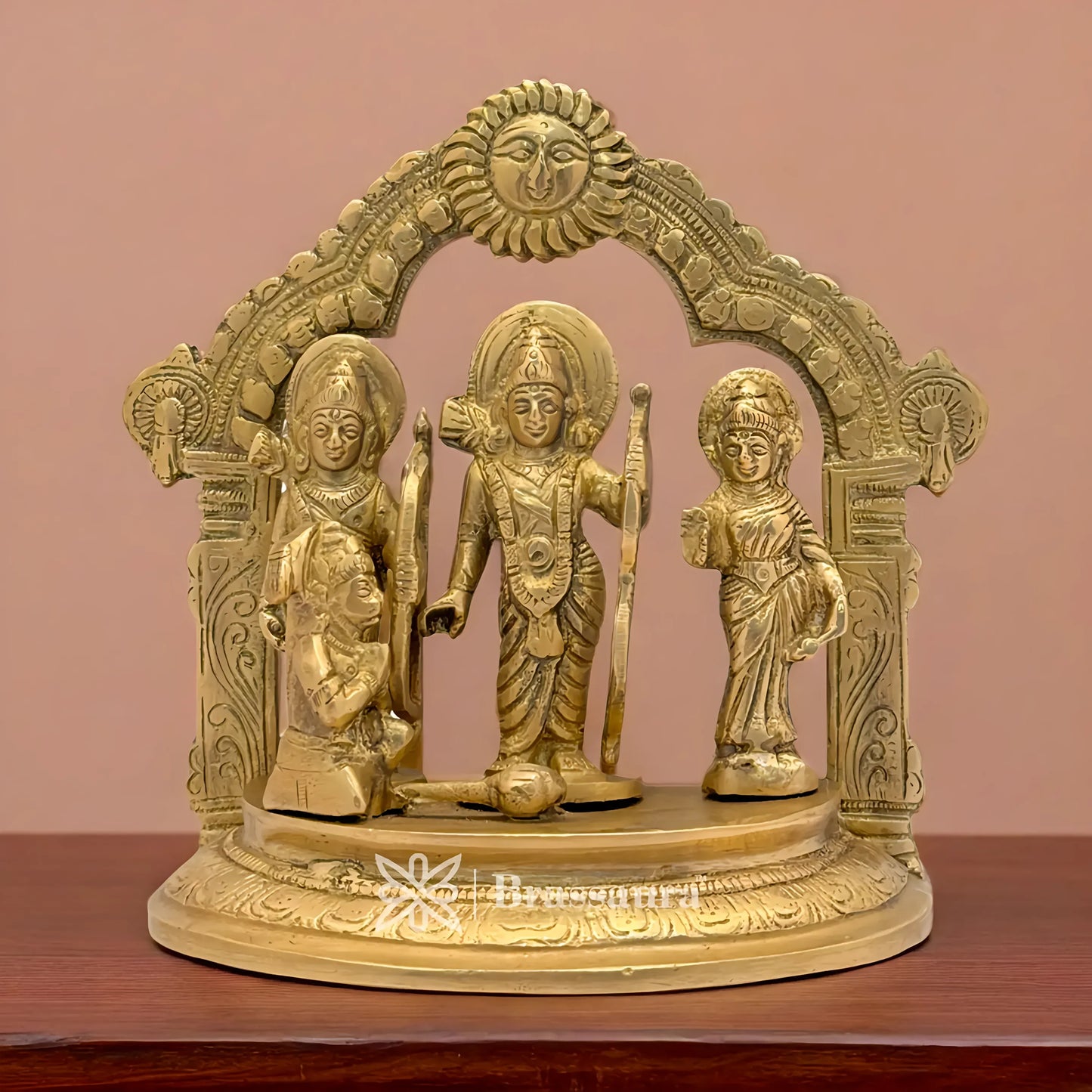 Brassaura™ Brass Ram Darbar Idol – Height 7 Inches & Weight 1.8 Kgs | Symbol of Devotion & Harmony for Home Temple