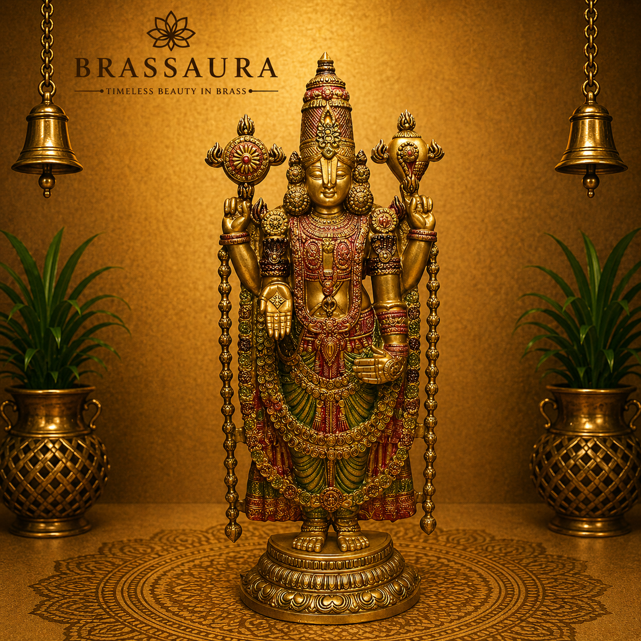 Brassaura® Brass Lord Venkateswara (Balaji) Statue | Height 46 Inches