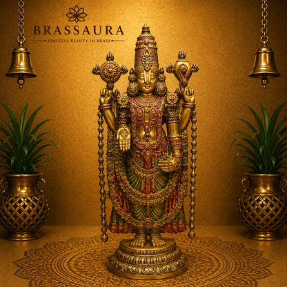 Brassaura® Brass Lord Venkateswara (Balaji) Statue | Height 46 Inches