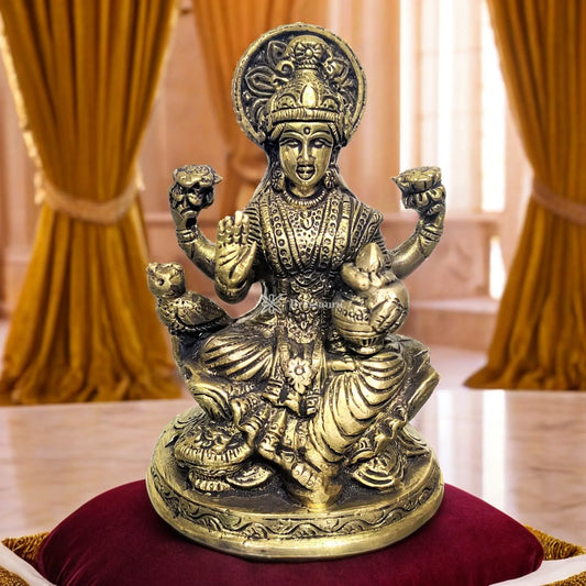 Brass Laxmi Idol for Home and Decor Height 5.5 Inches & Weight 0.86 Grams