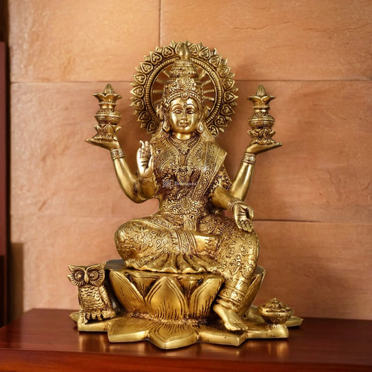 Brass Laxmi Idol for Home and Decor Height 11 Inches & Weight 6.25 Kgs