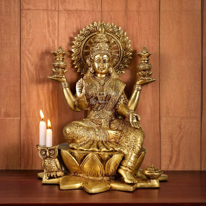 Brass Laxmi Idol for Home and Decor Height 11 Inches & Weight 6.25 Kgs