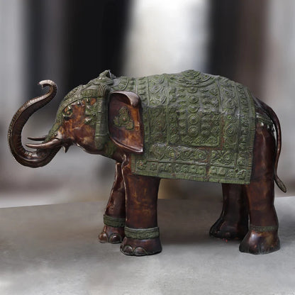 Brassaura® Brass Standing Elephant Sculpture | Height 50 Inches