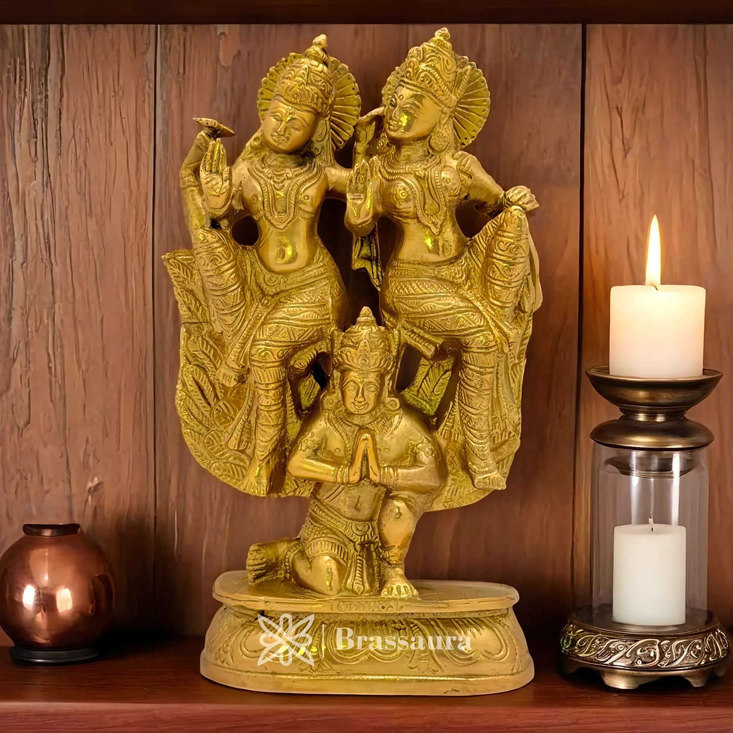 Brassaura™ Brass Vishnu Laxmi & Garuda Idol – Height 8.4 Inches & Weight 2.2 Kgs | Temple Room & Worship Accent