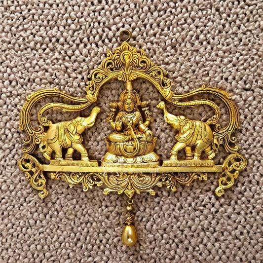 Brassaura™ Brass Gaja Lakshmi Wall Hanging - Height 11 Inches & Weight 4 Kgs