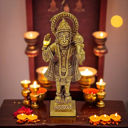 Brassaura™ Compact Brass Hanuman Murti – Height 5.6 Inches & Weight 0.3 Kgs | Pooja Room