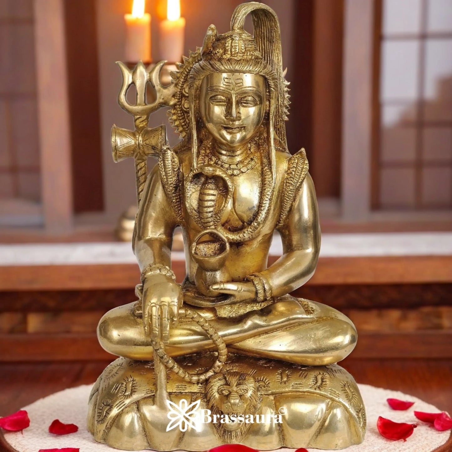 Brassaura™ Brass Shiva Murti for Devotional Spaces – Height 9.5 Inches & Weight 3 Kgs