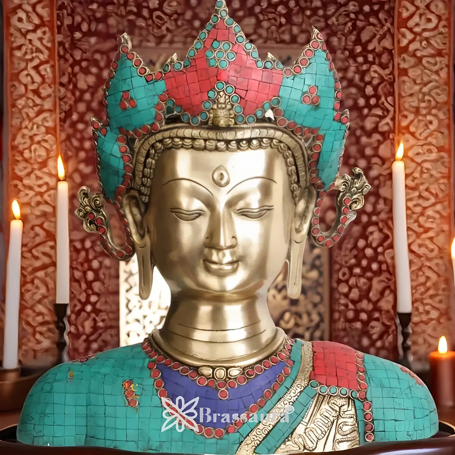 ब्रसौर™ तारा रत्नजड़ित प्रतिमा | हस्तनिर्मित पीतल की मूर्ति | ऊँचाई 15 इंच और वज़न 11 किग्रा