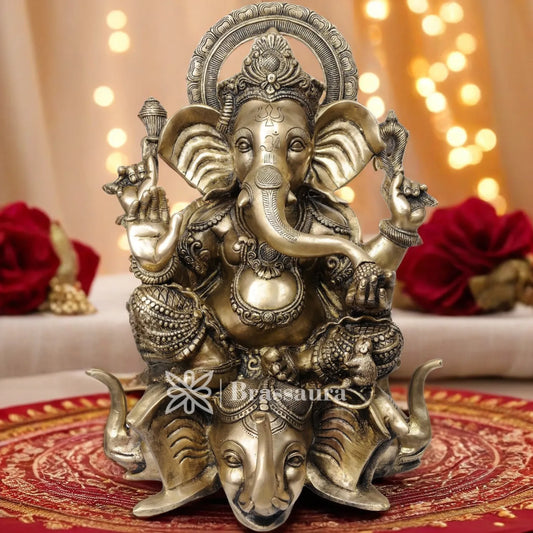 Brass Ganesha Statue For Home Decor And Gift Item Weight 24 Kg And Height 20.5 Inch