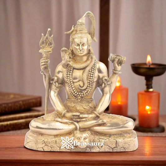 Brassaura™ Devotional Brass Lord Shiva Statue – Height 9 Inches & Weight 2.8 Kgs