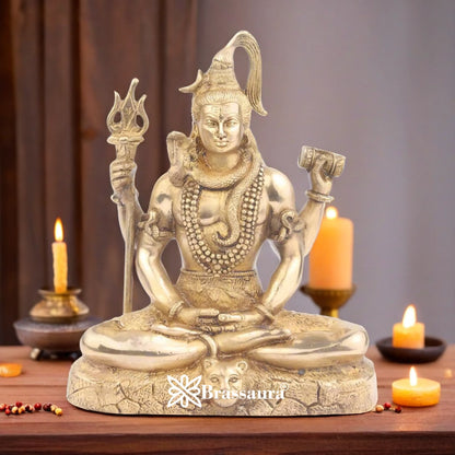 Brassaura™ Devotional Brass Lord Shiva Statue – Height 9 Inches & Weight 2.8 Kgs