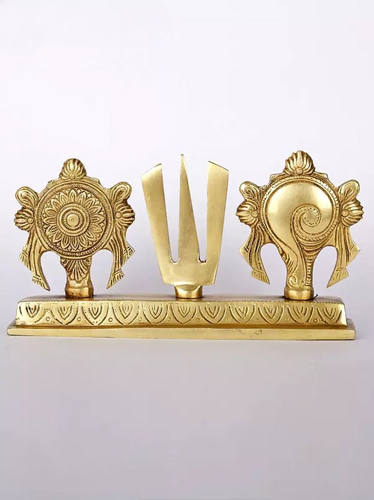 Brassaura™ Vaishnava Symbols Brass – Height 3.94 inches | Weight 0.85 kgs