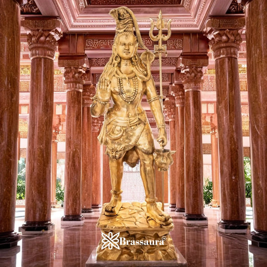 Brassaura™ Classic Brass Shiva Murti – Height 90 Inches & Weight 186 Kgs | Sacred Idol for Temple & Home