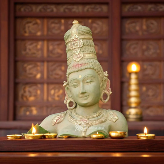 Brassaura™ Brass Parvati Statue | Handcrafted Devi Uma Sculpture | Height 12 Inches & Weight 5.2 Kgs