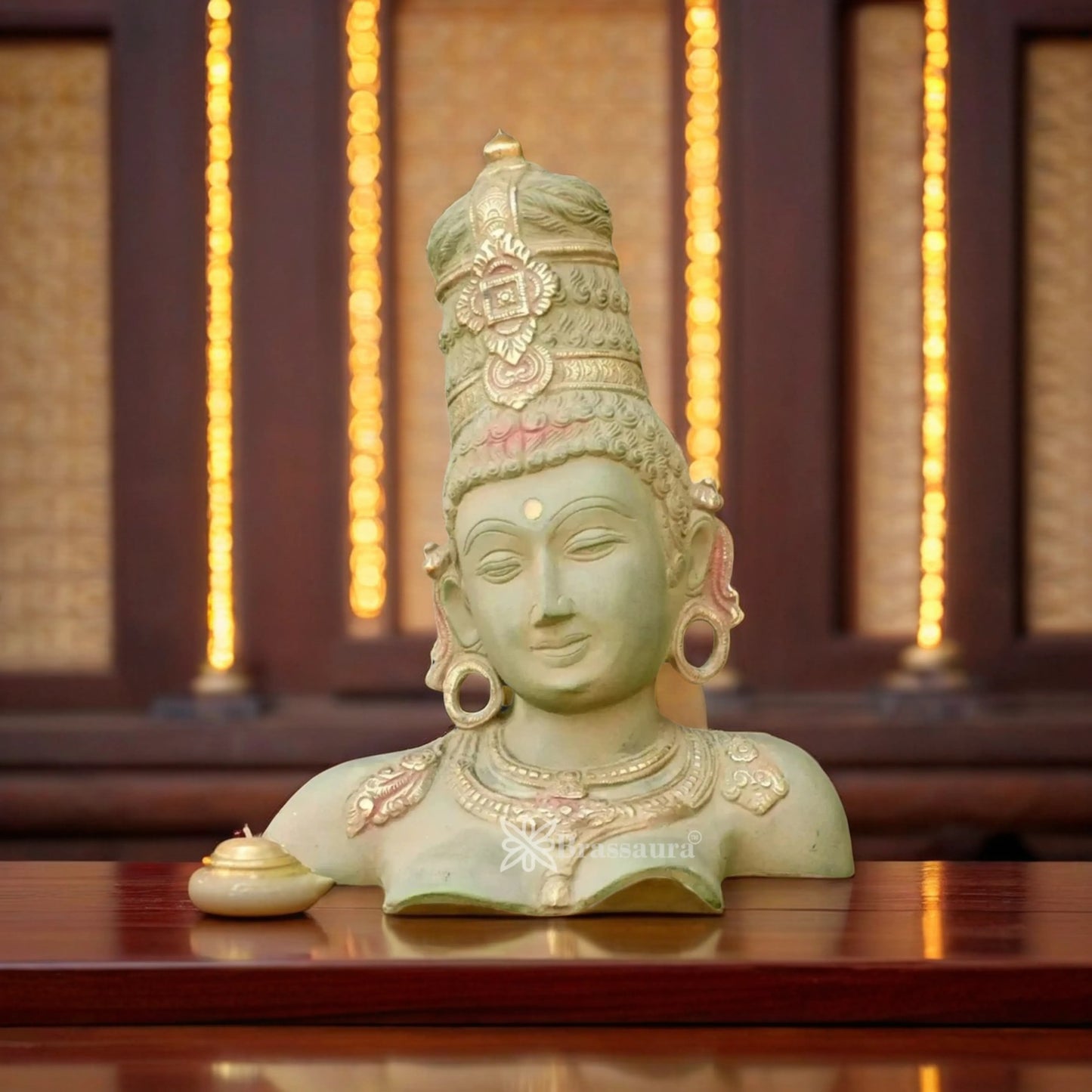 Brassaura™ Brass Parvati Statue | Handcrafted Devi Uma Sculpture | Height 12 Inches & Weight 5.2 Kgs
