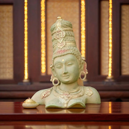 Brassaura™ Brass Parvati Statue | Handcrafted Devi Uma Sculpture | Height 12 Inches & Weight 5.2 Kgs