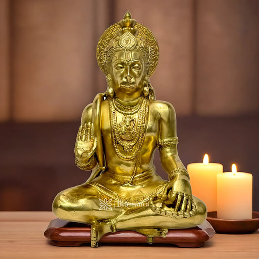Brassaura™ Handcrafted Brass Hanuman Murti – Height 11.6 Inches & Weight 4.85 Kgs | Temple Idol