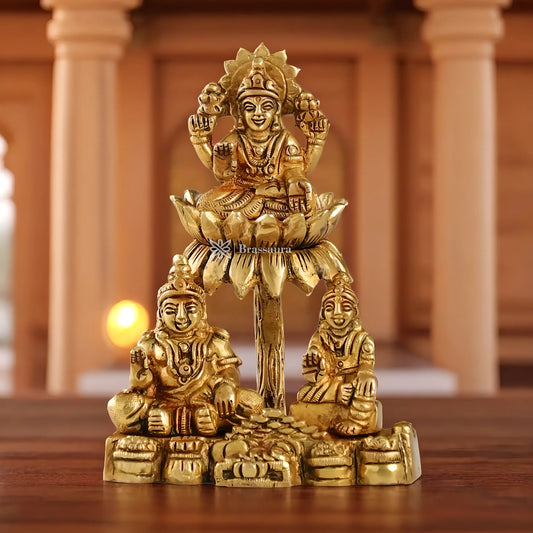 Brassaura™ Brass Kuber Kunji Idol for Home & Decor | Kuber Statue for Good Luck – Diwali, Housewarming, Wedding, Navratri Gift | Weight 0.81 kg | Height 5.5 inch
