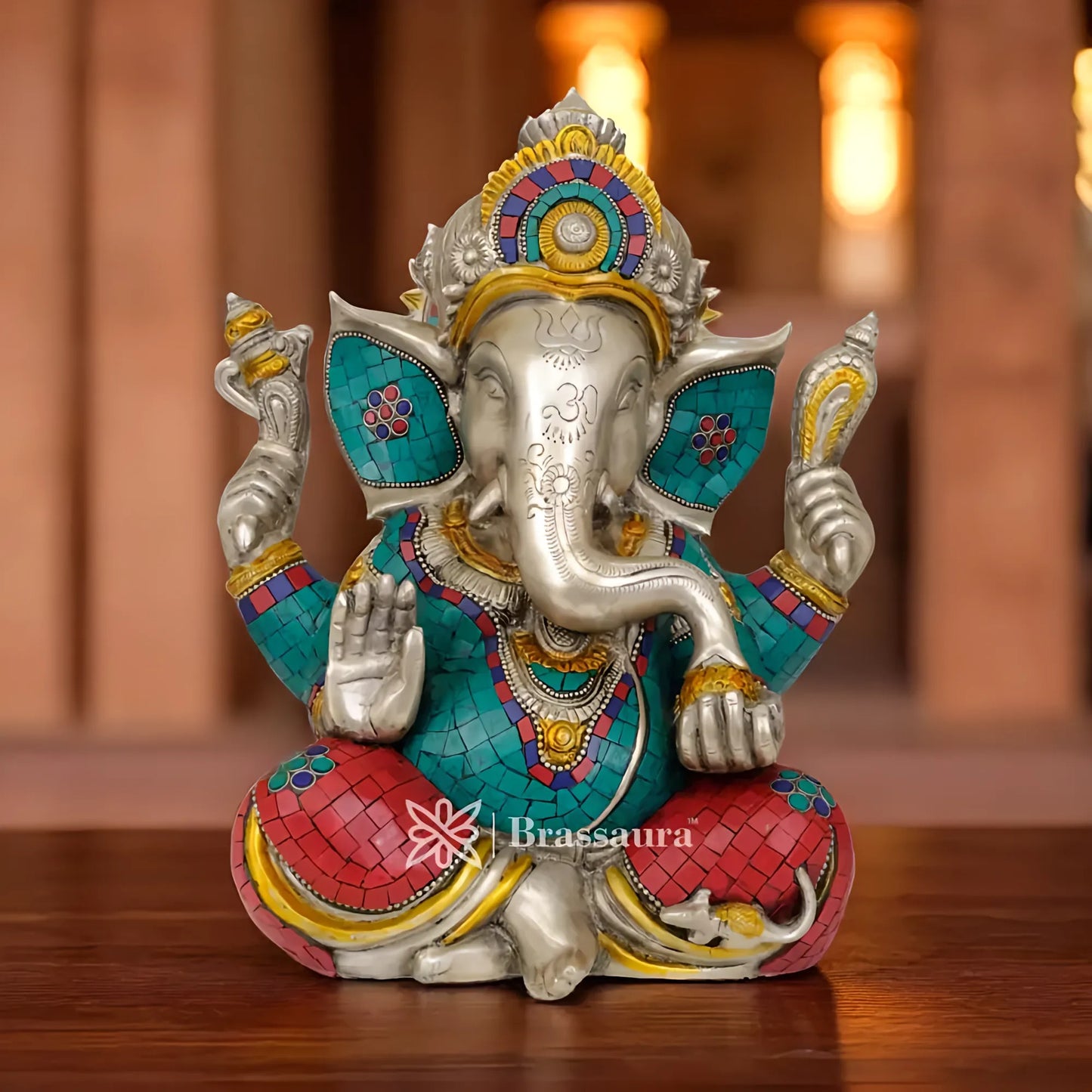 Brassaura™ Brass Ganesha Statue – “Harbinger of Prosperity” | Height 12.5 Inches & Weight 10 Kgs