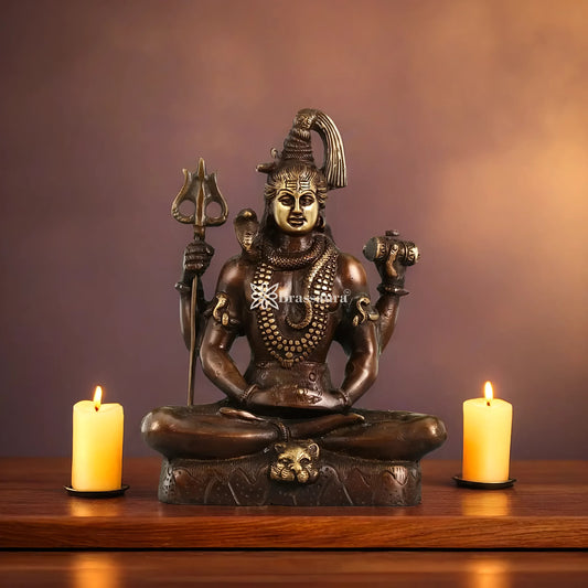 Brassaura™ Brass Shiva Idol – Height 8.5 Inches & Weight 2.6 Kgs | Temple & Home Accent