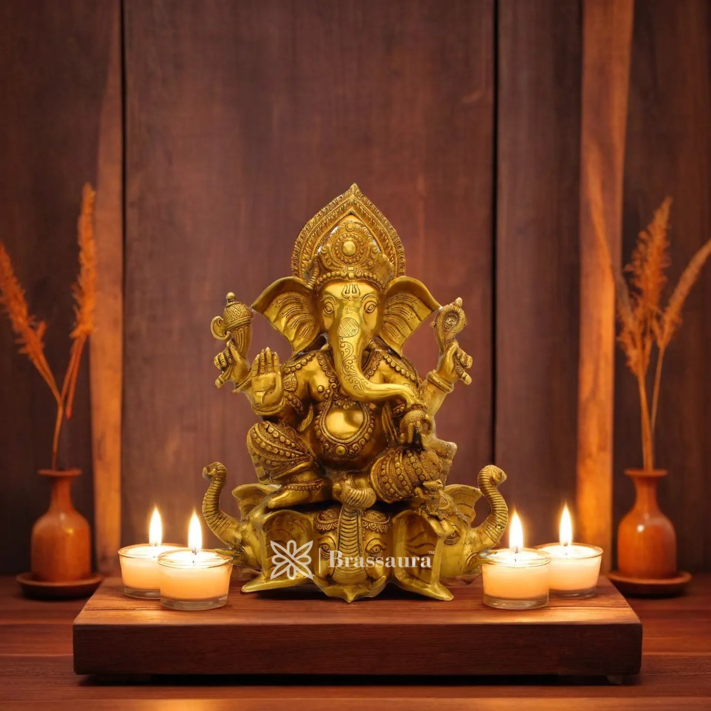 Brass Ganesha Statue For Home Decor And Gift Item Weight 16.7 Kg And Height 17 Inch