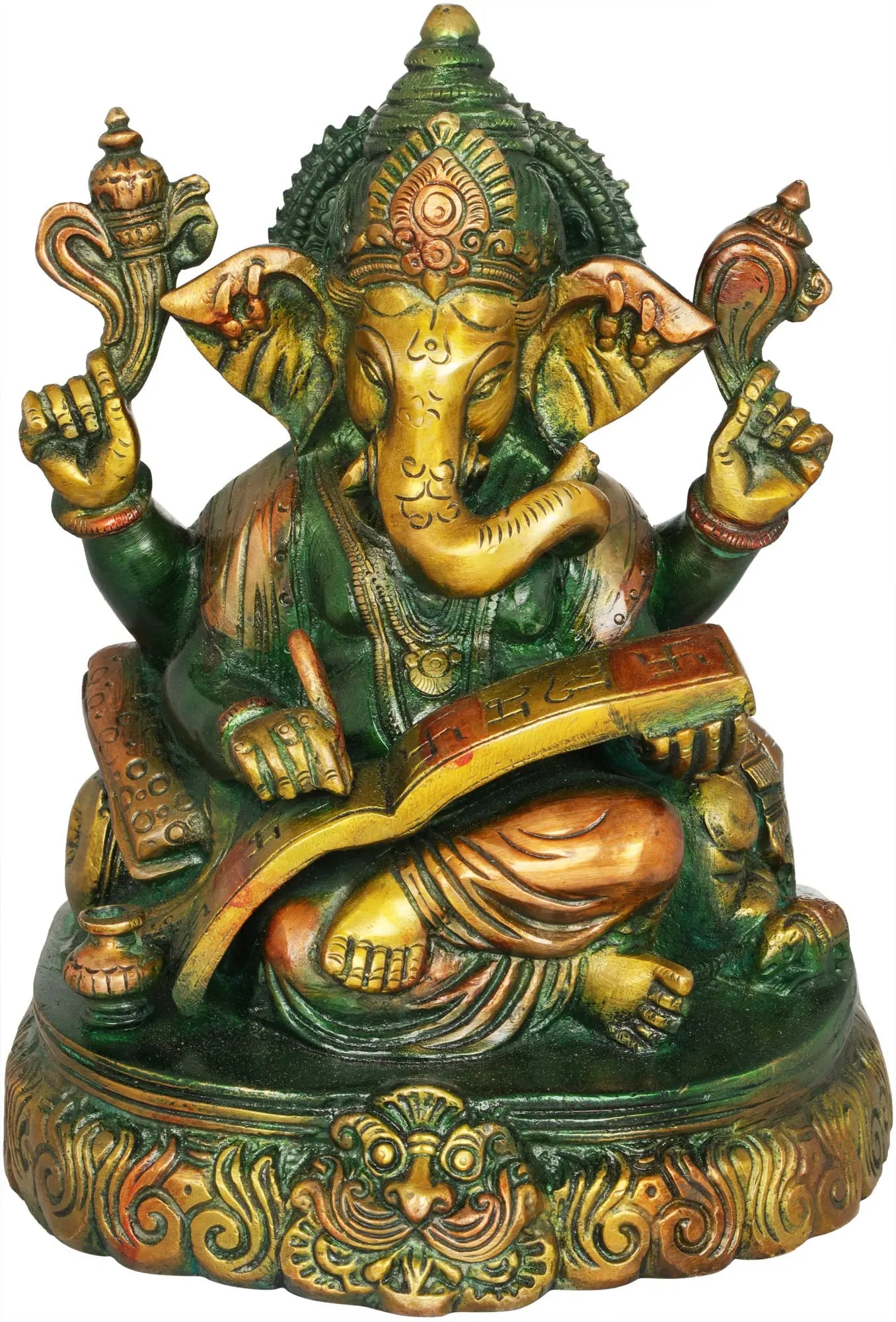 Brassaura™ Brass Lord Ganesha Idol | Height 7.5 Inches & Weight 2.80 kgs