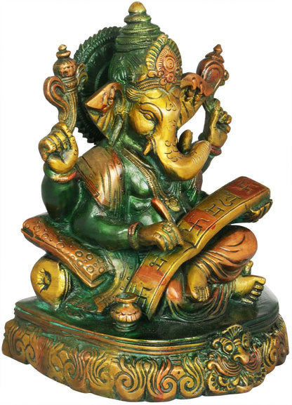 Brassaura™ Brass Lord Ganesha Idol | Height 7.5 Inches & Weight 2.80 kgs