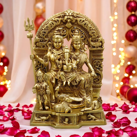Brass Fine Shiv parivar Idol for Home and Decor | Weight 7 Kg Height 12 inch
