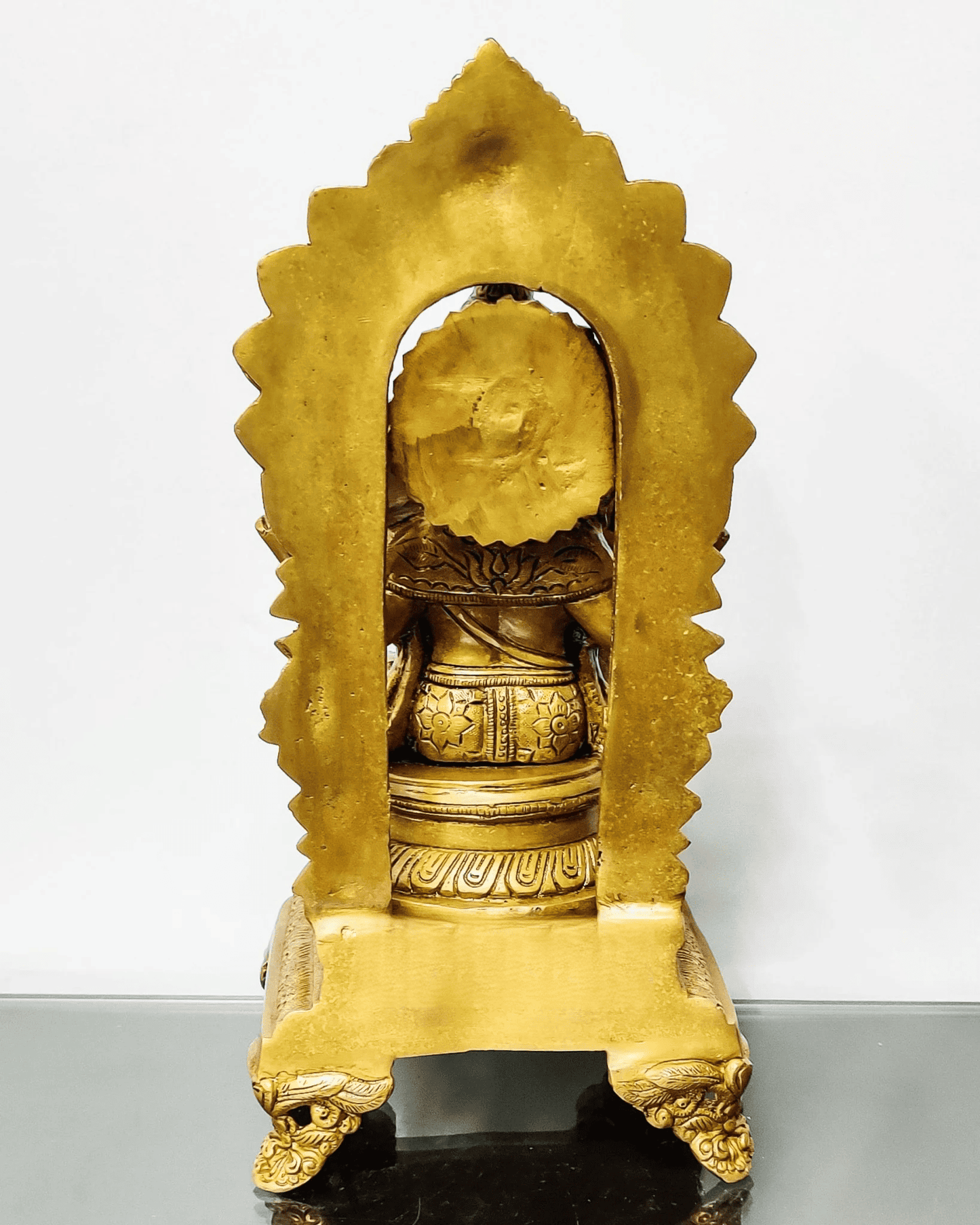 Brassaura® Finely Carved Ganapati Statue on Throne with Two Mooshaks | Height 17 Inches