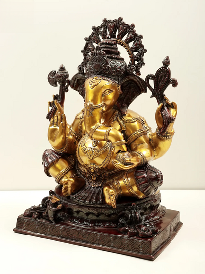 Brassaura™ Majestic Seated Lord Ganesha | Height 20 Inches & Weight 21 kgs