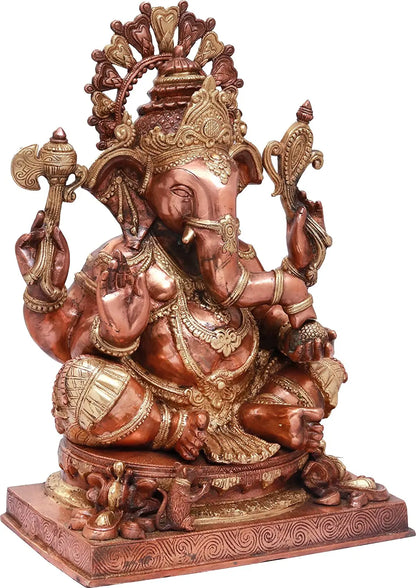 Brassaura™ Majestic Seated Lord Ganesha | Height 20 Inches & Weight 21 kgs