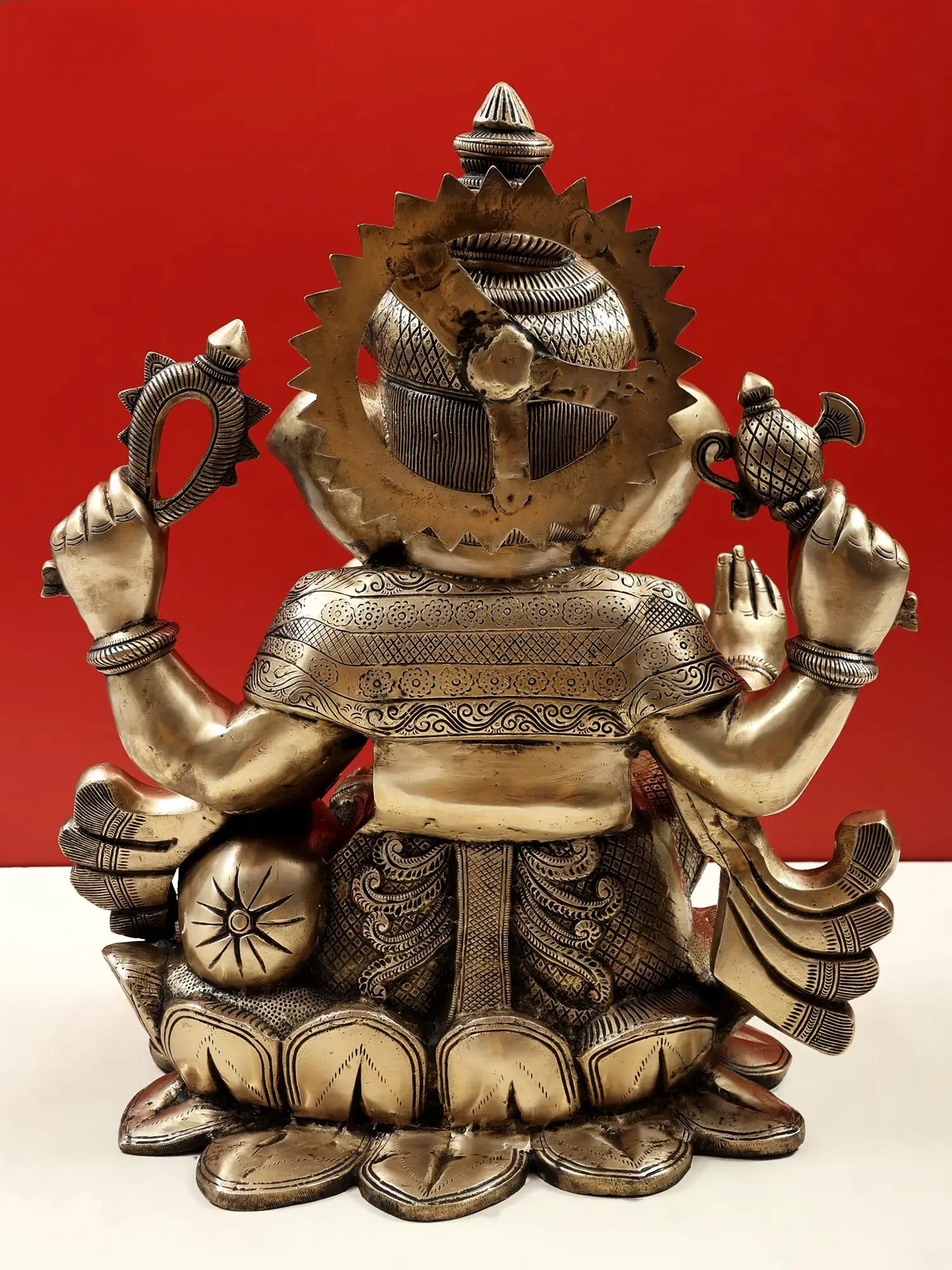 Brassaura™ Majestic Seated Ganesha on Lotus Pedestal | Height 21 Inches & Weight 29 kgs