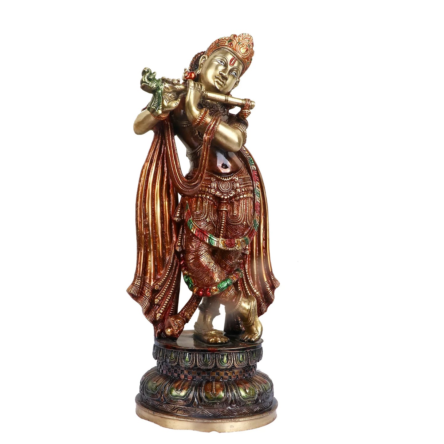 Brassaura® Brass Krishna Idol | Height 18.25 Inches