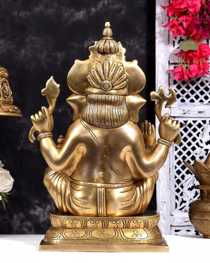 ब्रासोरा® वृंदावन वेणुगोपाल कृष्ण पीतल की प्रतिमा मोर के साथ | एंटीक नीला और सुनहरा रंग | ऊँचाई 20 इंच