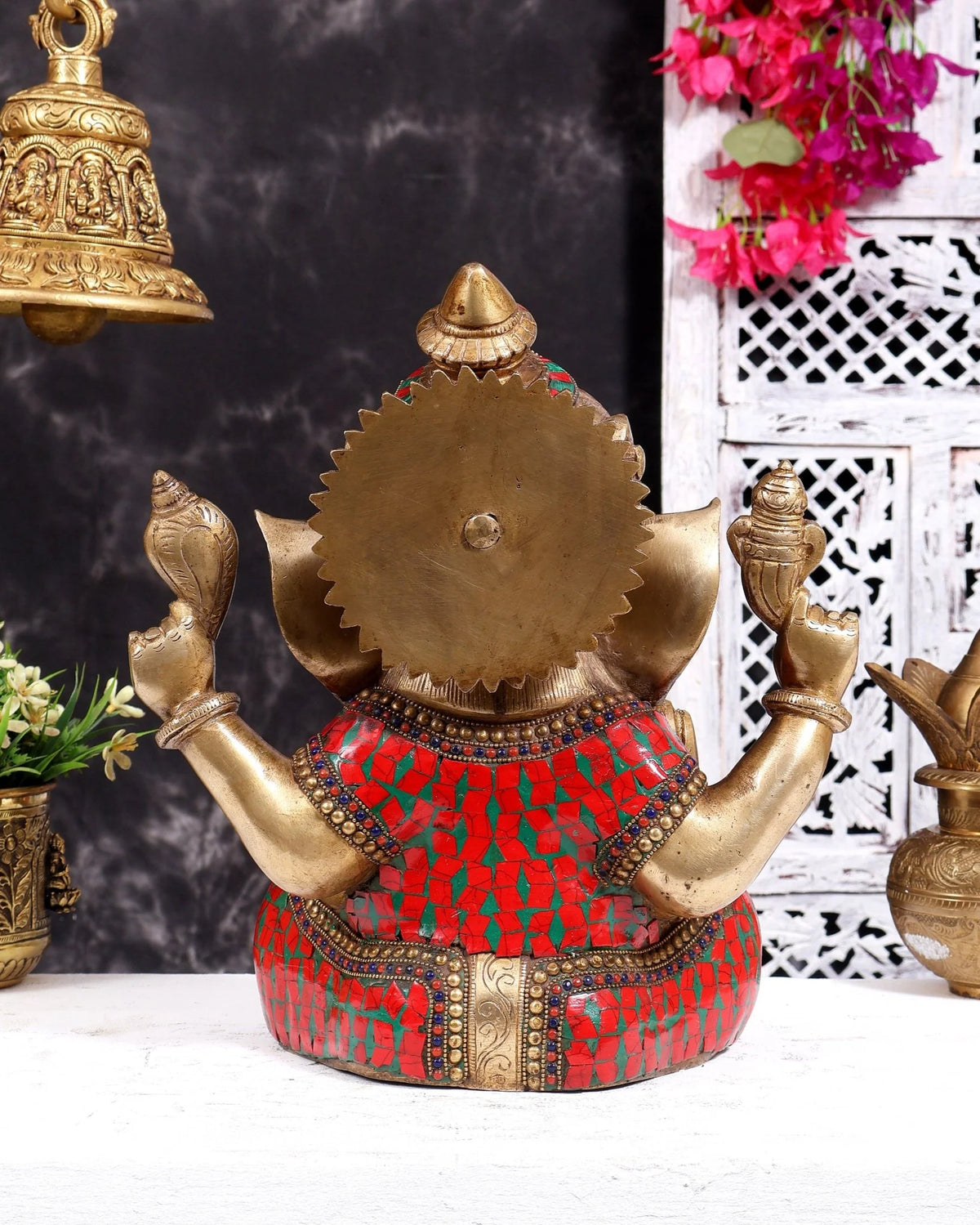 ब्रासोरा® वृंदावन वेणुगोपाल कृष्ण पीतल की प्रतिमा मोर के साथ | एंटीक नीला और सुनहरा रंग | ऊँचाई 20 इंच
