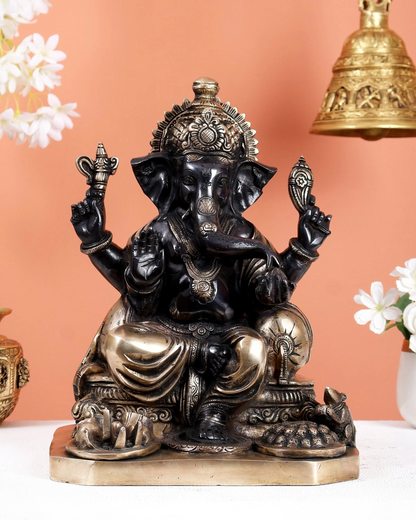 Brassaura® Brass Lord Ganesha Statue | Height 13 Inches